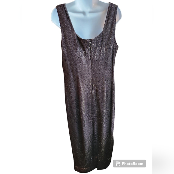 Molly Malloy Evening Black Long Gown Sequin & Lace Overlay Size 14 - Picture 4 of 4